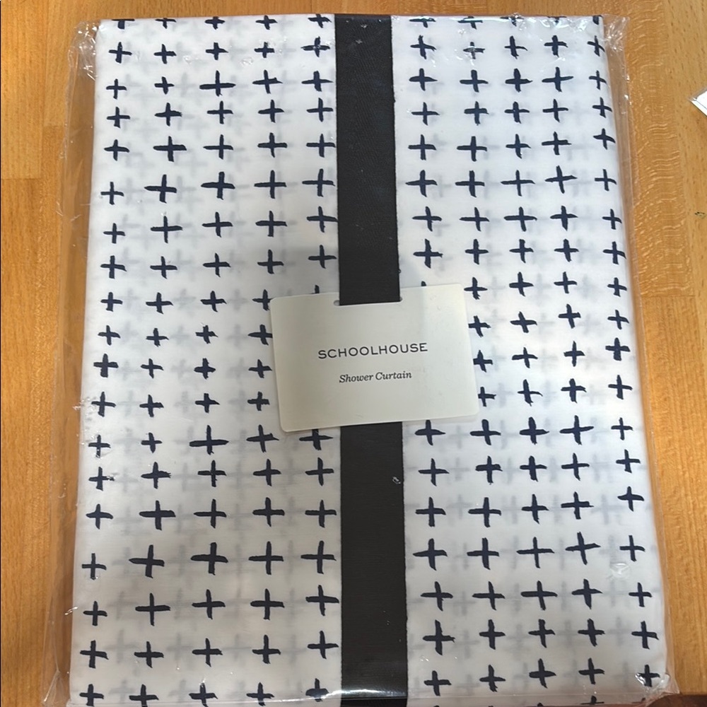 Schoolhouse Monochrome Cross Pattern Shower Curtain